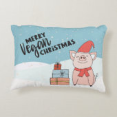 ビーガンのクリスマスと漫画の子豚とプレゼント アクセントクッション (裏面)