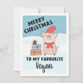 ビーガンのクリスマス素敵な子豚とプレゼント カード (正面)