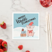 ビーガンのクリスマス素敵な子豚とプレゼント スタンダードカクテルナプキン (インサイチュ)
