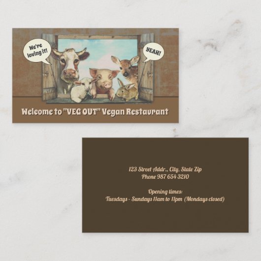 ビーガンのレストラン(カスタマイズ可能な) 名刺 (正面/裏面)