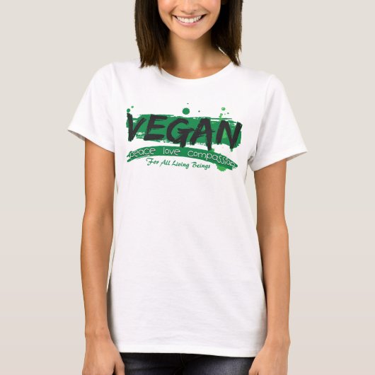 ビーガンの平和愛同情 Tシャツ (正面)