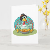 ビーガンの感謝祭の休暇トルコの間感謝している カード (黄色い花)