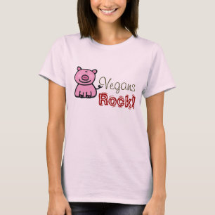 ビーガンの石! (かわいいピンクの豚のよう) Tシャツ
