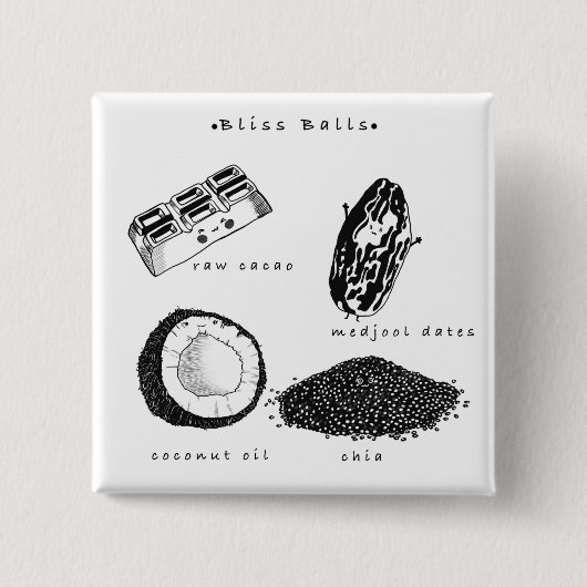 ビーガンの至福の球のレシピボタン 缶バッジ (正面)