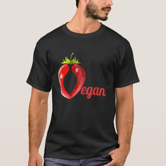 ビーガンのVを作るイチゴ Tシャツ (正面)