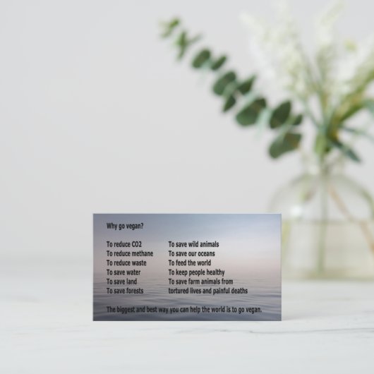 ビーガンはなぜ行きますか。  ビジネスタイプカード 名刺 (スタンド正面)