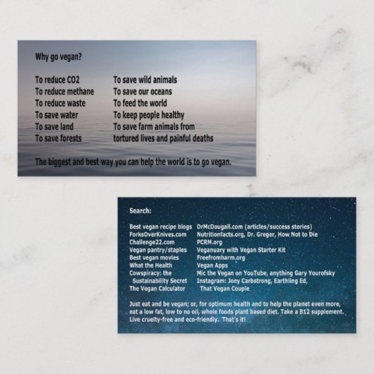 ビーガンはなぜ行きますか。 ビジネスタイプカード 名刺 (正面/裏面)