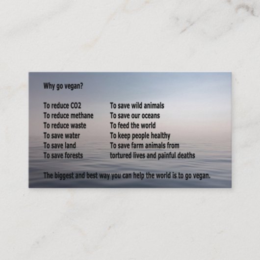 ビーガンはなぜ行きますか。  ビジネスタイプカード 名刺 (正面)