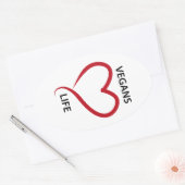 ビーガンは人生を愛する 楕円形シール (封筒)