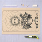 ビーガンは彫刻された太陽の豊富な果物を様式化した 薄葉紙 (クラフト)