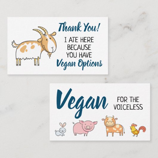 ビーガンアウトリーチレストラ感謝していンユー 名刺 (正面/裏面)