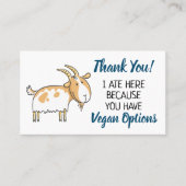 ビーガンアウトリーチレストラ感謝していンユー 名刺 (正面)