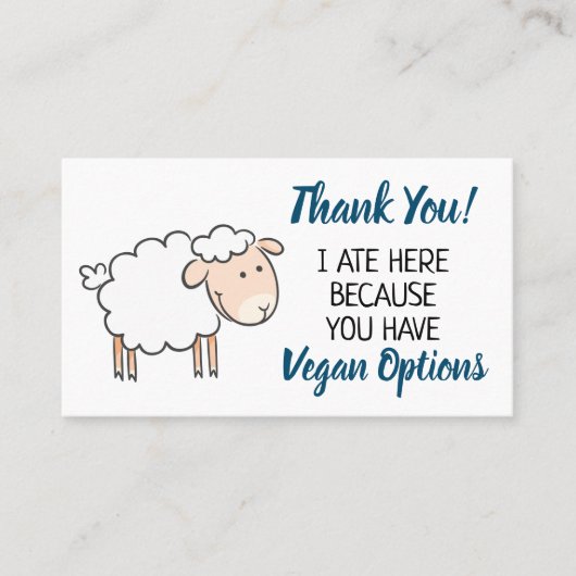 ビーガンアウトリーチレストラ感謝していンユー 名刺 (正面)
