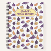ビーガンカスタムレシピイチジクとブドウ、紫 ノートブック (正面)