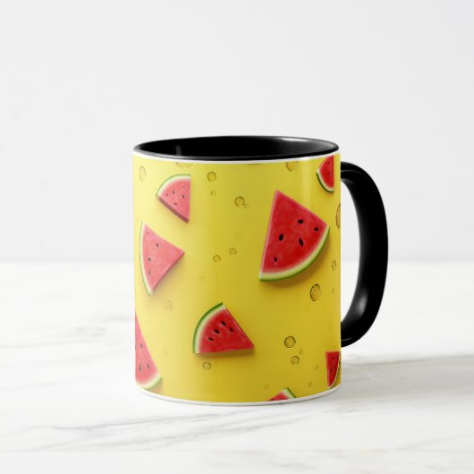 ビーガンカートゥーンフルーツかわいいスイカ切りマグカップ マグカップ (正面右)