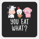 ビーガンギフトベジタリアンギフトプラントおもしろいビーガン スクエアシール (正面)