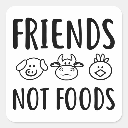 ビーガンギフト、ビーガン、おもしろいビーガン、友人ではない食品 スクエアシール (正面)