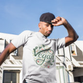 ビーガンクリエイティブタイポグラフィとグリーン葉 Tシャツ