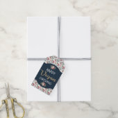 ビーガンクリスマスレトロブルーと金ゴールド冬のフローラ ギフトタグ (より糸付き)