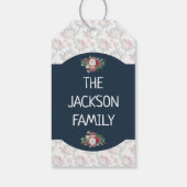 ビーガンクリスマスレトロブルーと金ゴールド冬のフローラ ギフトタグ (裏面)