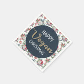 ビーガンクリスマスレトロブルーと金ゴールド冬のフローラ スタンダードカクテルナプキン (角)