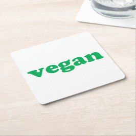 ビーガングリーンホワイトモダンタイポグラフィ スクエアペーパーコースター