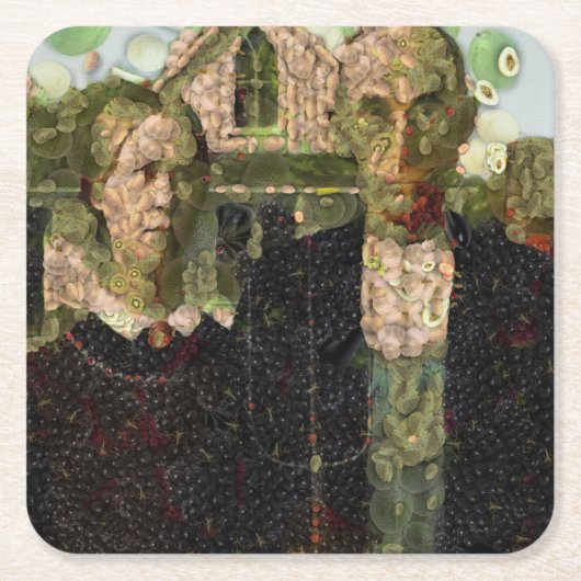 ビーガンゴシックファインアートスポフ スクエアペーパーコースター (正面)