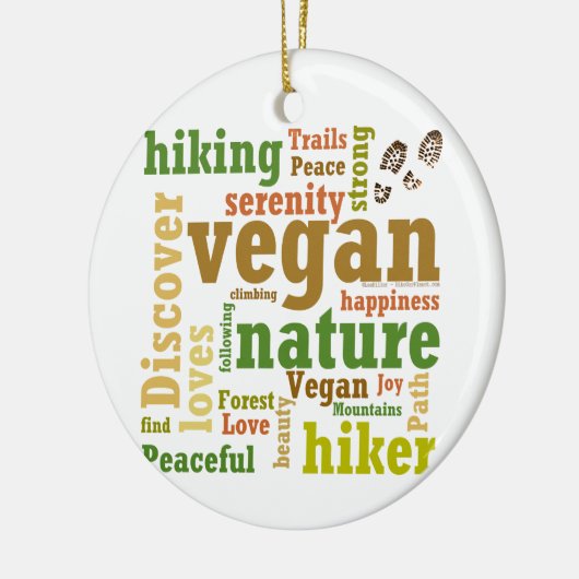 ビーガンハイカーハイキングワードクラウドオーナメント2021 セラミックオーナメント (左)