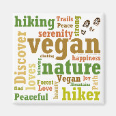 ビーガンハイカーハイキングワードクラウドスクエアマグネット マグネット (正面)