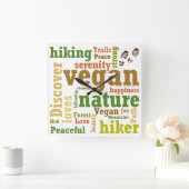 ビーガンハイカーハイキングワードクラウド スクエア壁時計 (ホーム)