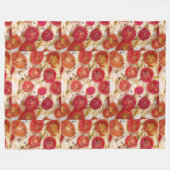 ビーガンピザレッド白イタリアン食品毛布 フリースブランケット (正面(横))