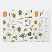 ビーガンフランスのキッチンアート水の色の野菜 キッチンタオル (横)
