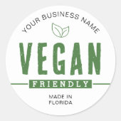 ビーガンフレンドリーモダングリーンプロモーション食品ラベル ラウンドシール (正面)