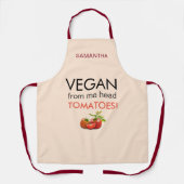 ビーガンヘッドトマト名ベージュ エプロン (正面)