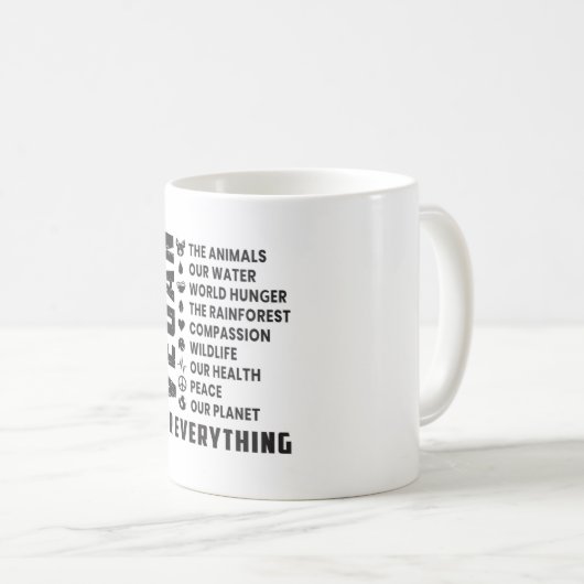 ビーガンベジタリアン野菜ビーガニズムおもしろいギフト コーヒーマグカップ (正面右)