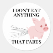 ビーガンベジタリアン |私は何もファッ食べトしない ラウンドシール (正面)