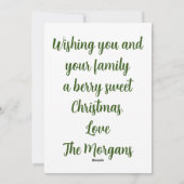 ビーガンベリークリスマスとストロベリーグリーティングカード シーズンカード (裏面)