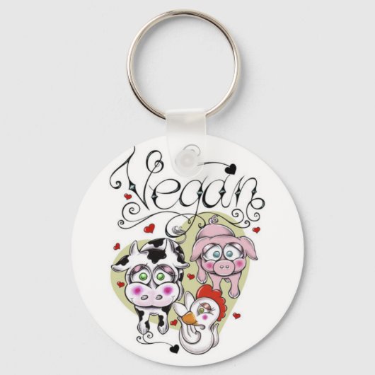 ビーガンボタンのキーチェーン キーホルダー (正面)