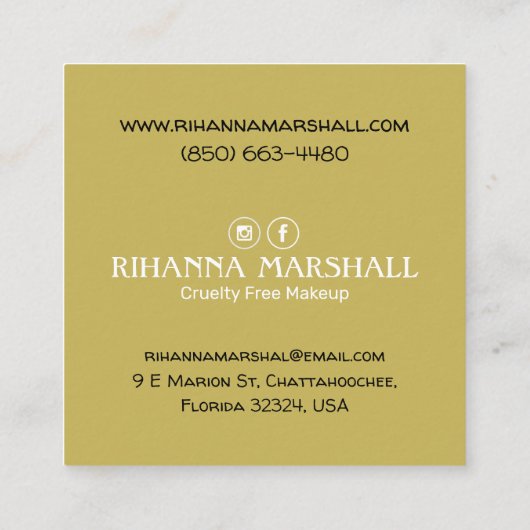 ビーガンメイクアップアーティストスクウェア スクエア名刺 (裏面)