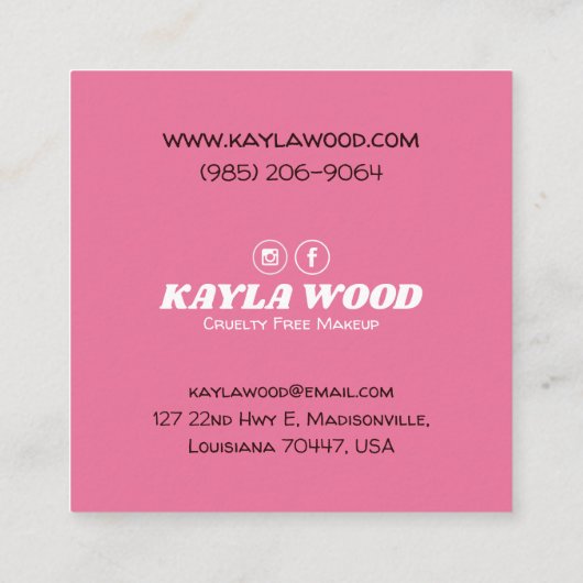 ビーガンメイクアップアーティストスクウェア スクエア名刺 (裏面)