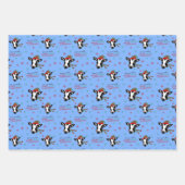 ビーガンメリーのクリスマス、かわいい牛。 ラッピングペーパーシート (正面3)