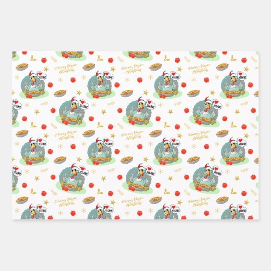 ビーガンメリークリスマスおもしろいトルコ ラッピングペーパーシート (正面)