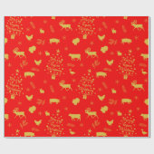 ビーガンメリークリスマスファーム動物 ラッピングペーパー (フラット)