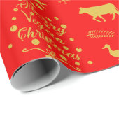 ビーガンメリークリスマスファーム動物 ラッピングペーパー (ロールコーナー)