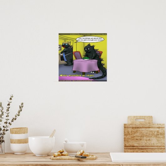 ビーガンモンスターズおもしろいポスター ポスター (キッチン)