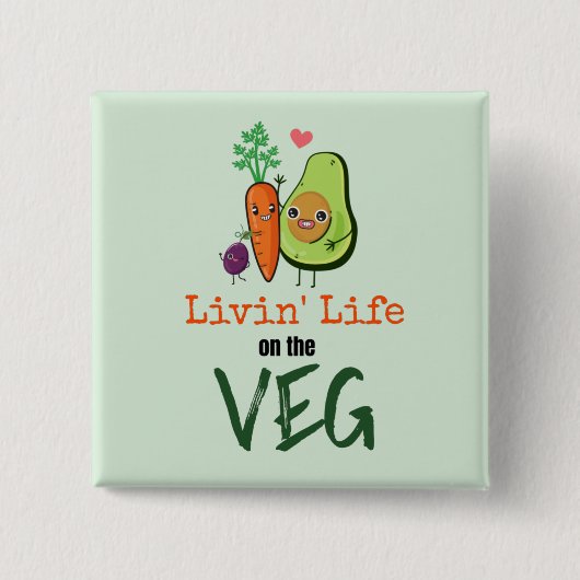 ビーガンユーモアのある引用文リヴィンライフオンザベグ 缶バッジ (正面)