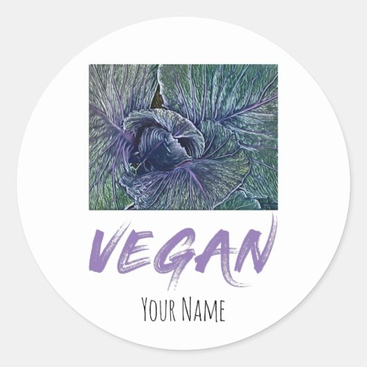 ビーガンレッドキャベツヴィンテージギフト ラウンドシール (正面)