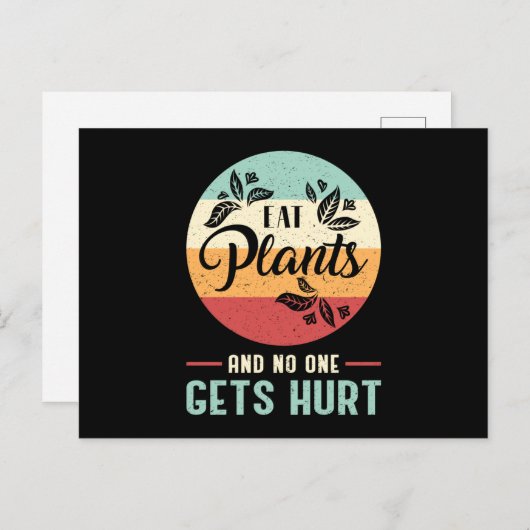 ビーガン動物ベジタリアンレトロビーガニズムおもしろいギフト ポストカード (正面/裏面)
