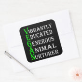 ビーガン動物愛好家シール，ビーガン スクエアシール (封筒)