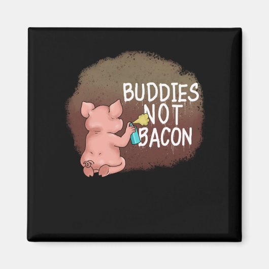 ビーガン女性ベジタリアンギフト男性動物権利ブタ マグネット (正面)